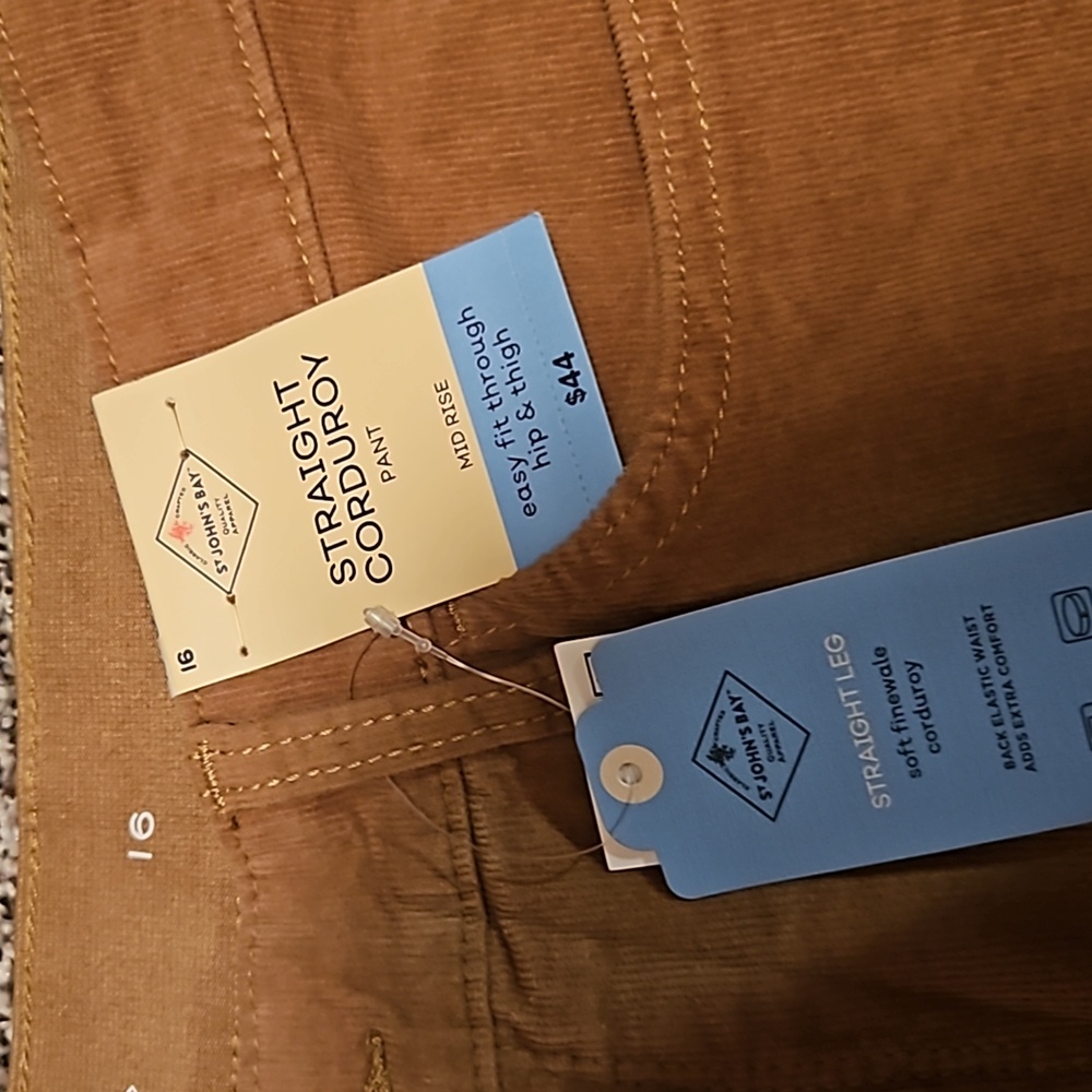 St. John's bay. Women's size 16 straight corduroy pants. Light brown. Mid rise
